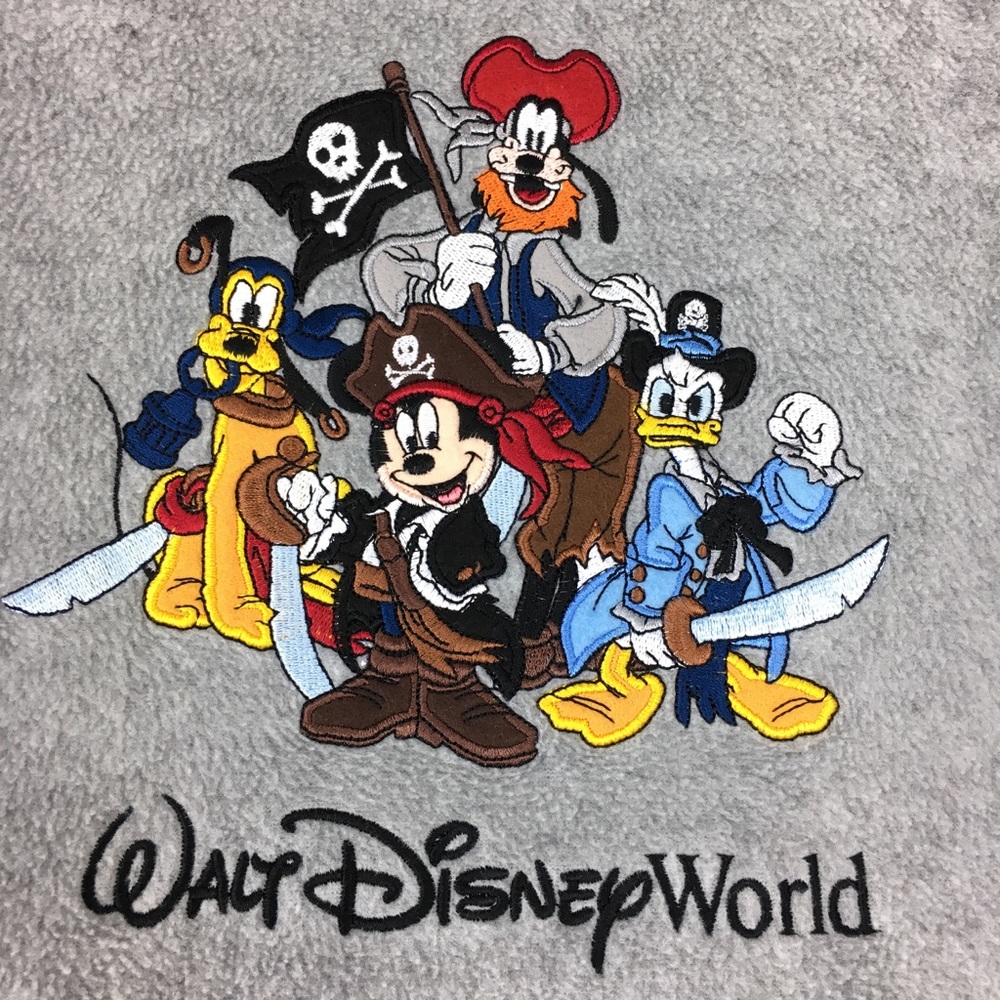 Disney Parks Gray Mickey Pirate Crew Fleece Hoodie